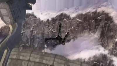 I was messing with acrophobia and got flung