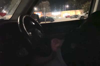 Stroking after the gym in the busy parking lot