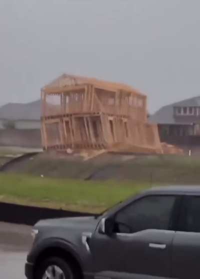 Under construction home collapsed during a storm near Houston, Texas