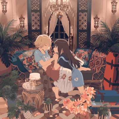 Chisato and Takina laughing together [Lycoris Recoil] (Okazaki Oka)