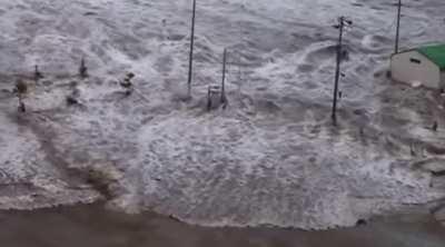 3/11/2011 tsunami, Iwate prefecture, Japan. First and second wave.