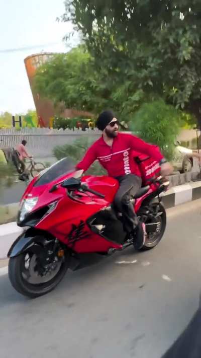 Zomato delivery on a Hayabusa 
