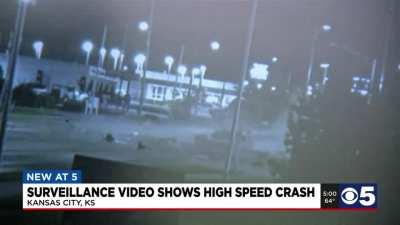 Surveillance video shows high speed crash