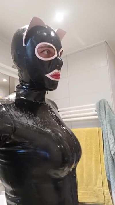 I can be a good kitty latex doll