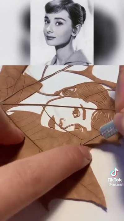Freehand Leaf cutout of Audrey Hepburn