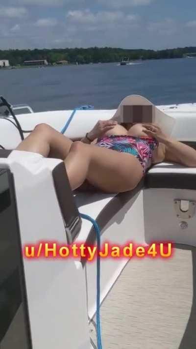 My big brown boob boating fun at Lake Norman