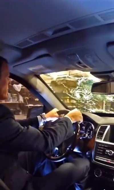 Testing bulletproof glass on a car windshield