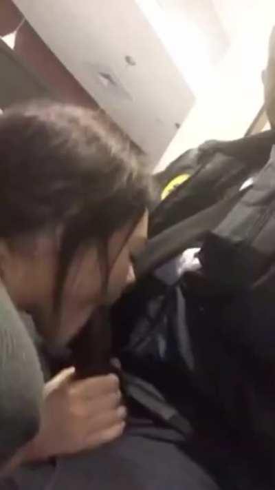 Lost her apartment keys so she sucks security guard for new ones