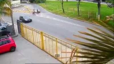 Cyclists are hit by a car during a police chase