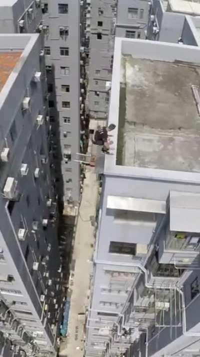 Jumping across buildings