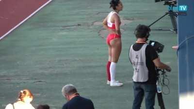 Claire Azzopardi picking out her wedgies