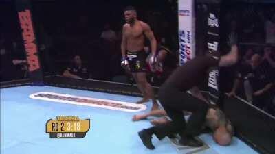 Paul Daley bouncing heads off the cage.