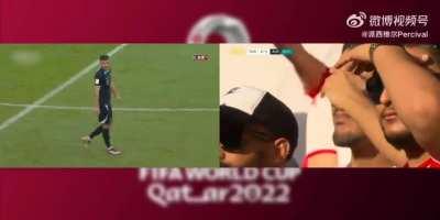 Chinese TV exchange footage of unmasked audience with players and coaches during World Cup broadcasts