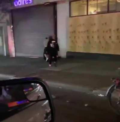 Bronx NYPD officer bashed with object twice while arresting a protester. Pulls a gun