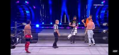 Orange Cassidy changes into his fighting shades