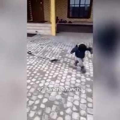 Got ‘em with the roundhouse kick to the dome.