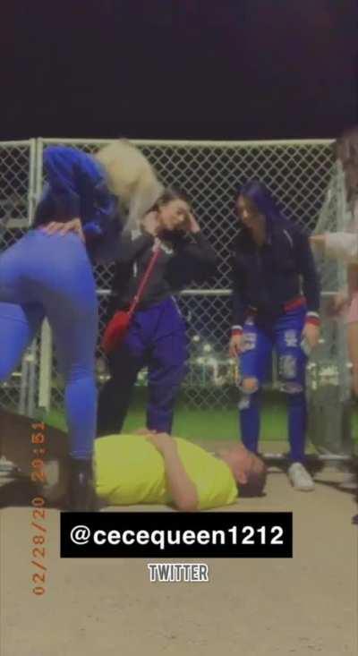 Man gets spat on by several girls