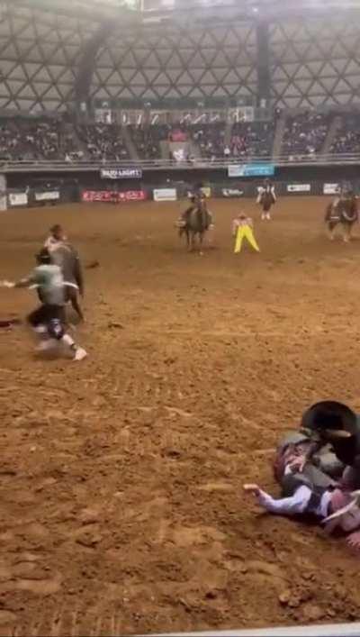 Father jumps on unconscious son to prevent him from being gored. This is the video I meant to post. Sorry I’m an idiot.