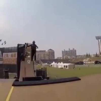 Cameraman stays inches away from the action while transitioning smoothly