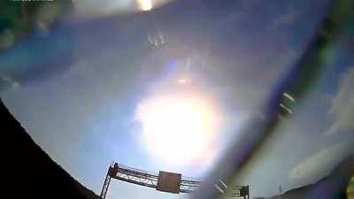 The car flew into the bus