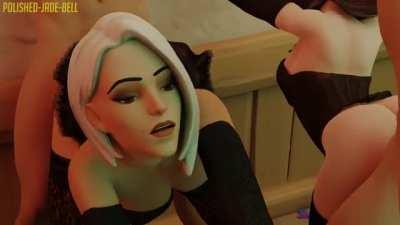 Ashe And D.va Having A Party (Polished-Jade-Bell)