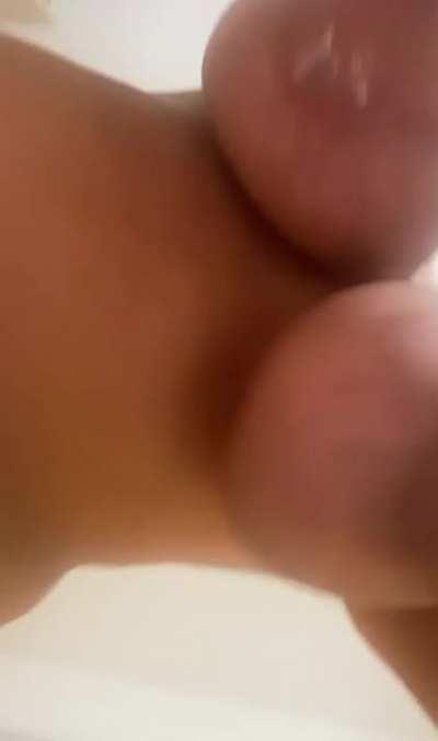 Do you think my big bouncy boobs looks good covered in cum? [OC]