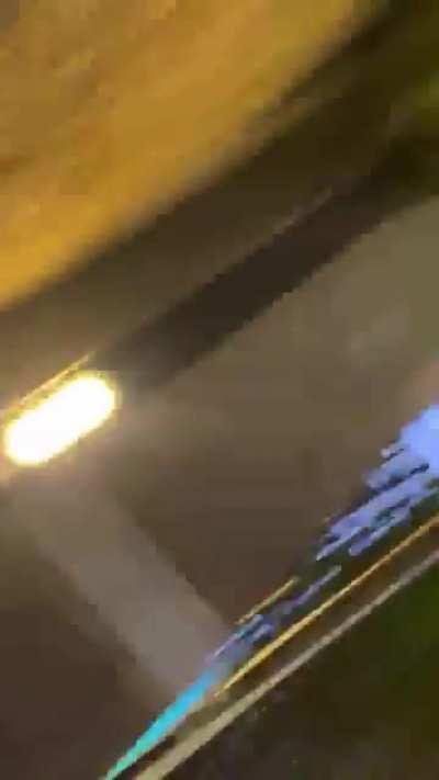 Boy doesn't know what one hand in the backpack means..