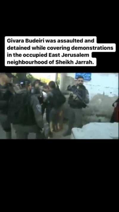 Israeli forces arrest Al Jazeera journalist, Givara Budeiri, in Sheikh Jarrah. Budeiri was reporting on a sit-in marking the 54th anniversary of al-Naksa, meaning setback - a term Palestinians use