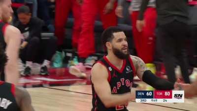 [Highlight] Fred VanVleet finds a wide open Scottie Barnes for the easy layup as the Nuggets defense is caught sleeping!