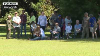 Jimmy Carter at a military flyover for his 100th birthday