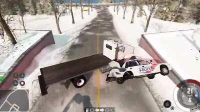 AI cop pulls a sick maneuver while trying to stop me. 10/10 for style. 2/10 for efficiency.