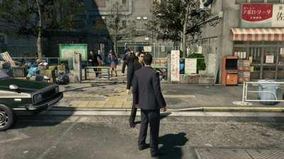 Kiryu has a staring contest