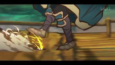 Reminded me very much of Hyoga's spear-using style. Clipped from 