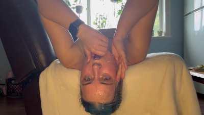 Playing with her mouthpie mess