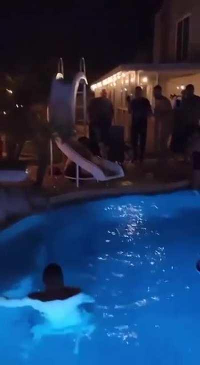 to slide into the pool