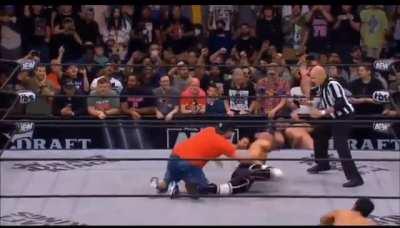 Amazing layered and nuanced storytelling between the Bucks and Mox at ringside!