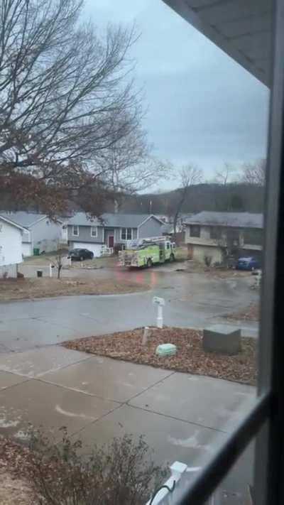 Firetruck in St. Louis slides into house due to extreme ice conditions