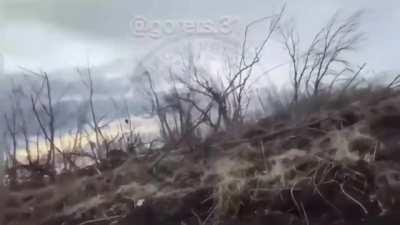 GoPro footage of Russian soldiers attacking over open ground and taking multiple casulties while being pinned