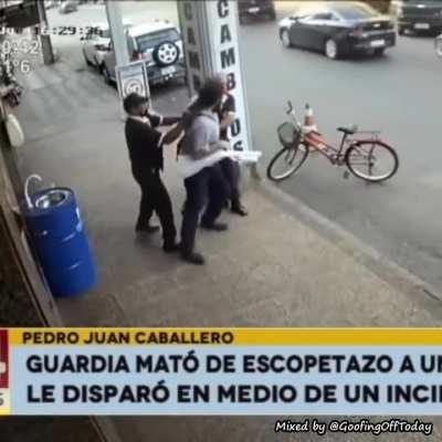 Civilian Tries To Bully A Shotgun Welding Security Guard