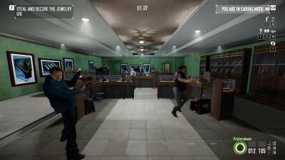 Civilians when you get in custody during stealth heist.