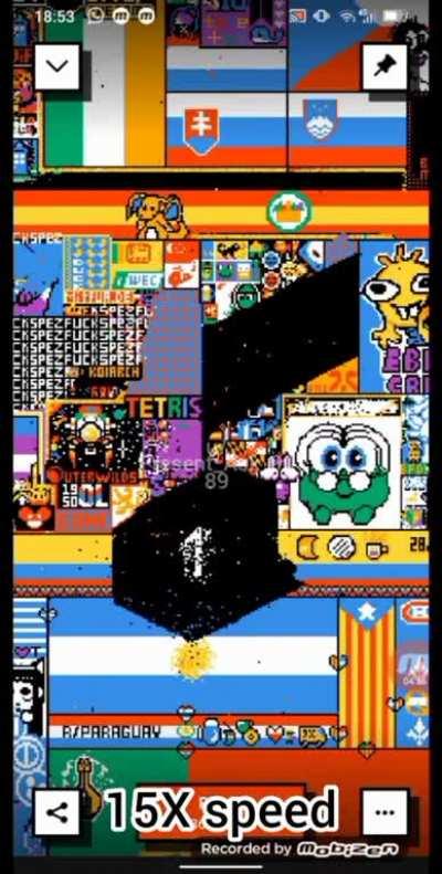 Here, 15 minutes in 50 seconds. Morocco's flag formation.