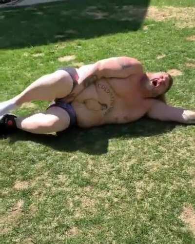 He did hit a ball tho not Golf ball