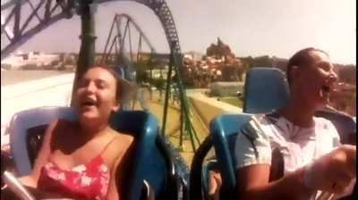 Top falls off on rollercoaster [GIF]