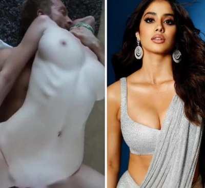 Janhvi Boobie Kapoor 🥵 fucking her Ass like this while squeezing & slapping her Tits rough and making her Cum real hardd aaahh