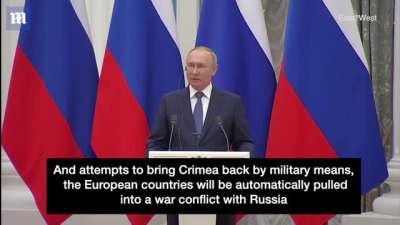 President of Russia, Vladimir Putin, conveys a horrific warning yesterday as to what will happen if Ukraine joins NATO: Fuck you, rest of the world.