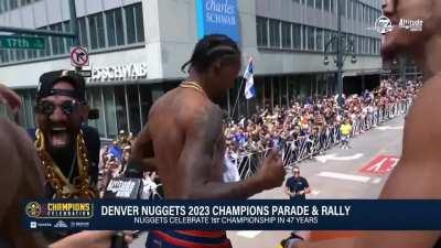 [Highlight] KCP does the Stone Cold Steve Austin beer smash during the parade