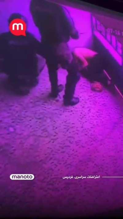 CCTV footage of iranian police beating up a protester