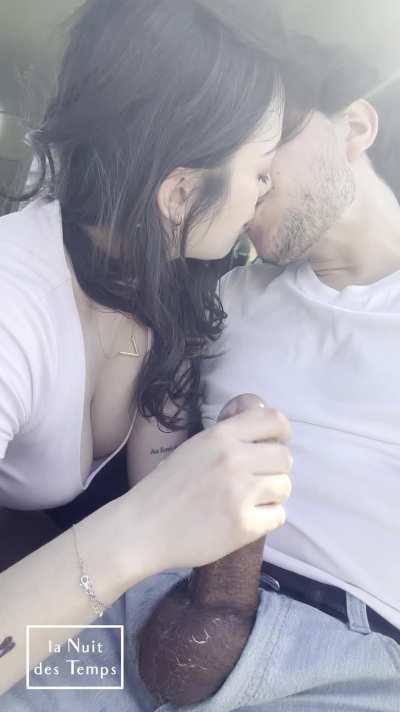 Slut sucking that cock clean