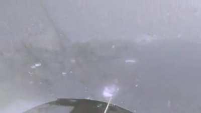 a firework exploding under ice