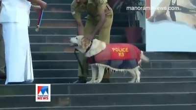 De-induction ceremony of a good boy of Indian police K-9 squad.